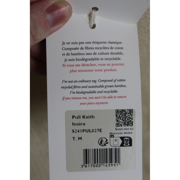 Sezane Keith Jumper Size Medium Ivoire Alpaca Wool Open Knit Sweater - Picture 5 of 7